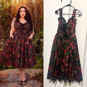 NEW La Femme En Noir Ambrosia Dress in Pomegranate Print Medium